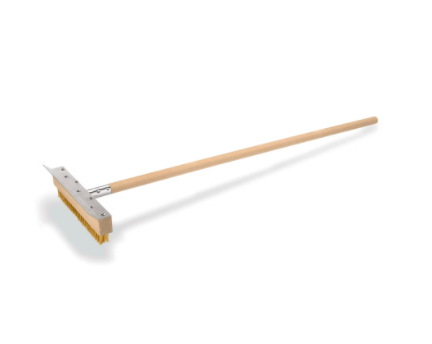 Reinigungsbürste – Messingdrahtborsten + Schaber an langem Stecker