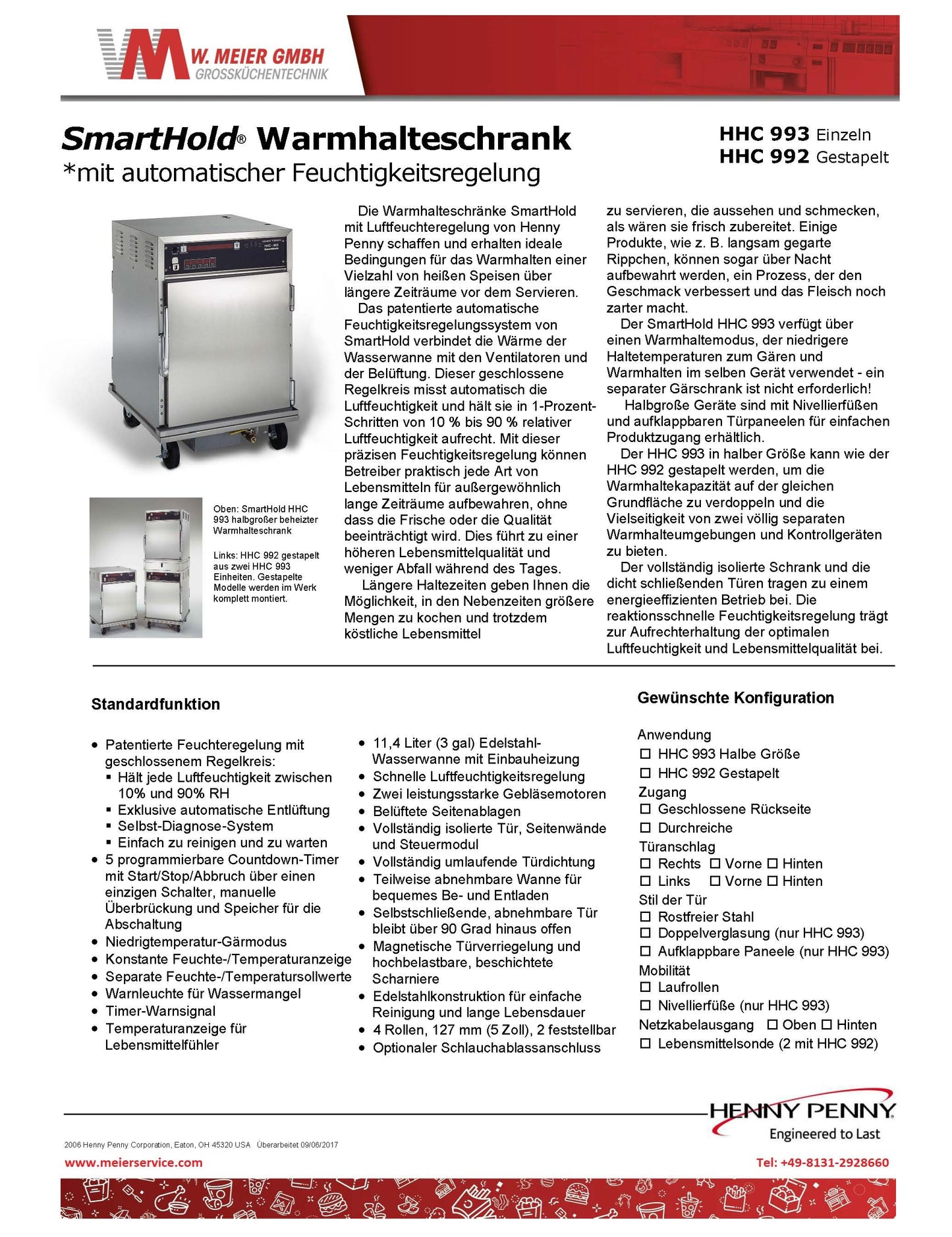 Henny Penny HHC-993 SmartHold Half Size Warmhalteschrank Untertisch/Auftisch Variante
