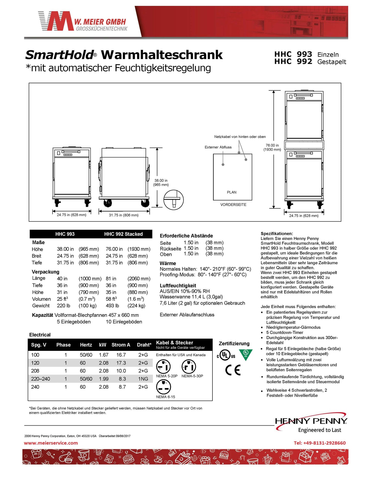 Henny Penny HHC-993 SmartHold Half Size Warmhalteschrank Untertisch/Auftisch Variante