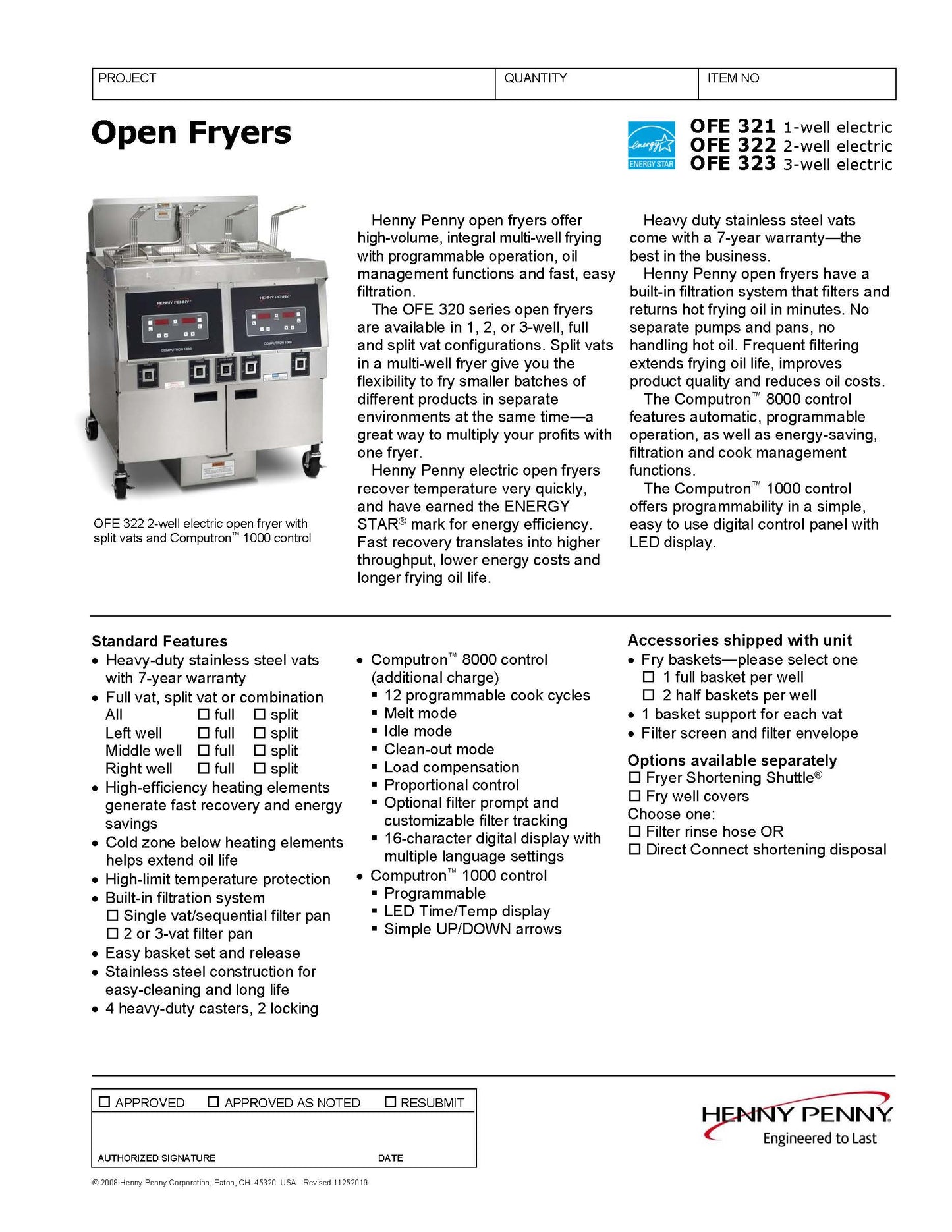 Henny Penny - OFE322 Elektro (Split/Full Becken) Offene Fritteuse mit Computron 1000