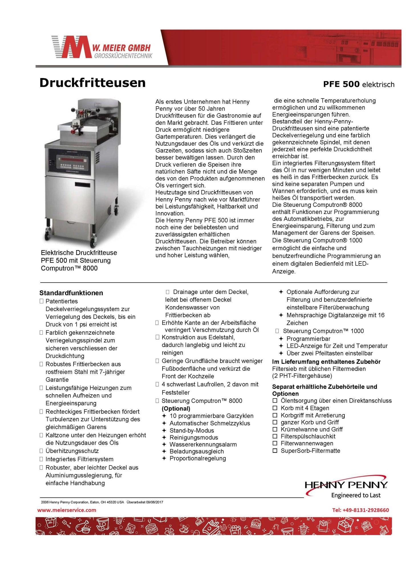 Henny Penny - PFE500 - Elektro Druckfritteuse Computron 1000 4 Head (5,4 KG Fassungsvermögen)